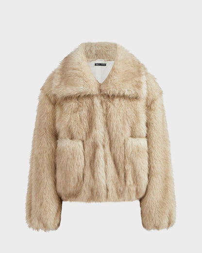 MATHILDE PEACH FAUX FUR COAT