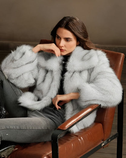 MATHILDE GREY FAUX FUR COAT