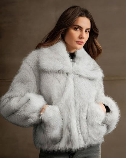 MATHILDE GREY FAUX FUR COAT