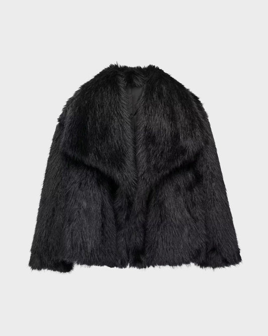 DARK CLASSIC FAUX FUR COAT