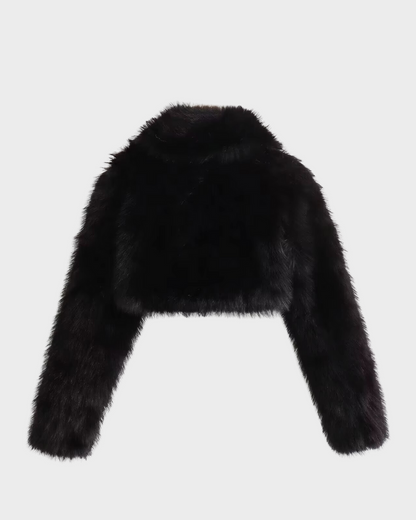 BLACK SHORT FAUX FUR BOMBER