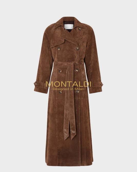 FERRAZZI FAUX SUEDE TRENCH COAT